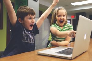 children playing computer