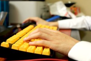 typing on keyboard